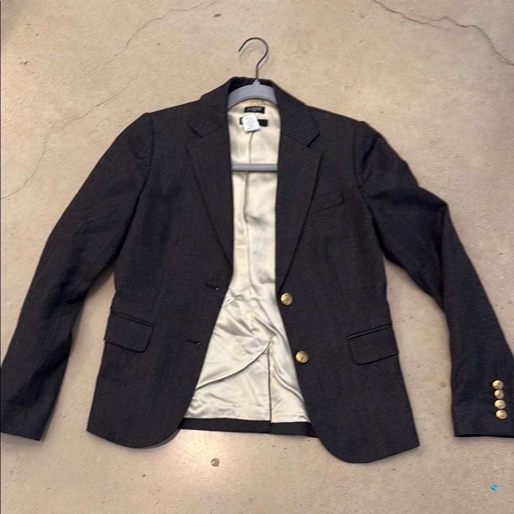 J. Crew Charcoal Blazer with Cream Lining